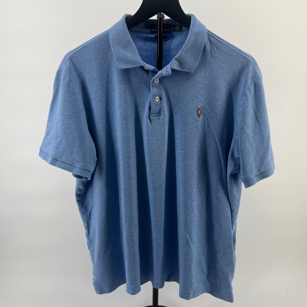 Polo Ralph Lauren Mens Classic‎ Fit Cotton Jersey Polo Shirt Blue Large L